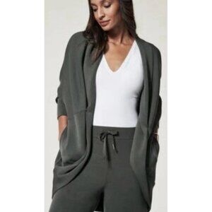 Spanx Airluxe Green Cocoon Open Front Cardigan M/L Modal Blend Lightweight Cozy